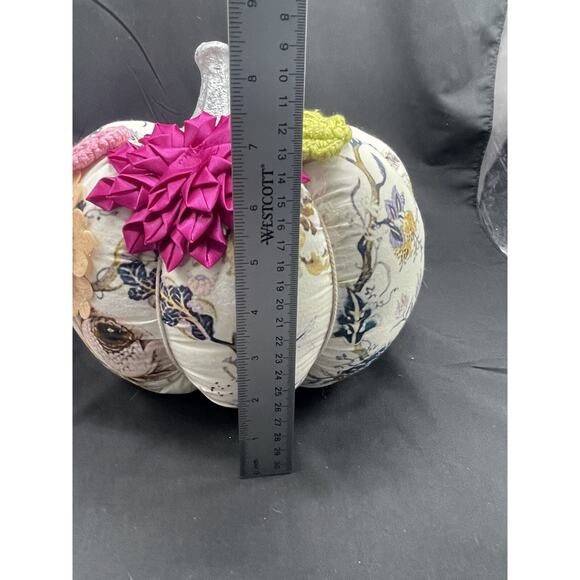 Boho Cottage Handmade Fabric Stuffed Pumpkin Made In India Halloween Fall - Picture 9 of 10
